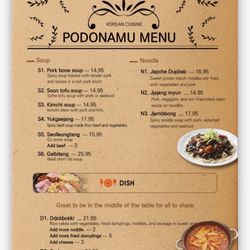 Podonamu - Menu