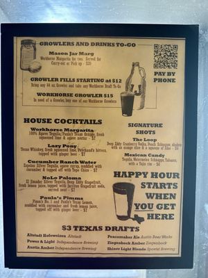 Menu photo 4 Workhorse Bar Austin, TX