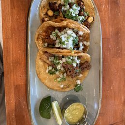 Pulpo, pastor, and ??   with jalapeno sauce