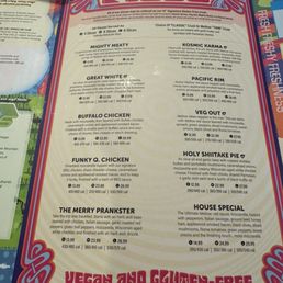 Pizza menu