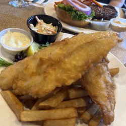 The Innsville Restaurant - Haddock Fish & Chips, Burger with Sweet Potato Fries.