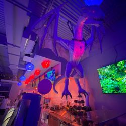 White Igloo - Cool dragon is part of the Halloween decor throughout the inside