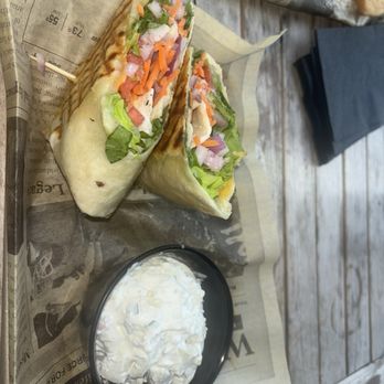 The Corner Pub - Veggie wrap with potato salad - Pubs Near Me - Charlotte, North Carolina