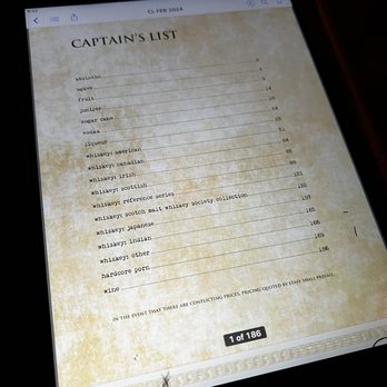 Canon - Captain's List of all the bottles they have - New American Near Me - Seattle, Washington Canon - Captain's List of all the bottles they have - New American Near Me - Seattle, Washington