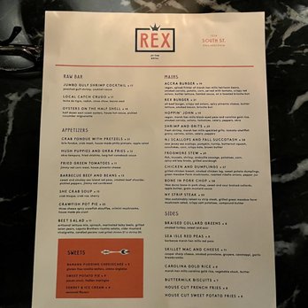 Rex at the Royal - Menu - Southern Near Me - Philadelphia, Pennsylvania Rex at the Royal - Menu - Southern Near Me - Philadelphia, Pennsylvania