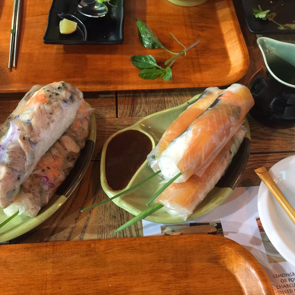 Pho Xpress Foodhouse - Giant and freshly made rice paper rolls. Nothing pre done here. All made to order and the salmon is house cured too - Vietnamese Near Me - Balmain, NSW Pho Xpress Foodhouse - Giant and freshly made rice paper rolls. Nothing pre done here. All made to order and the salmon is house cured too - Vietnamese Near Me - Balmain, NSW