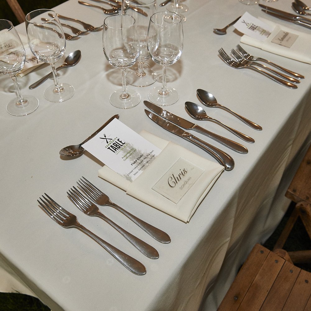 Hel’s Kitchen Catering - Table setting for our dinner at Elawa Farm - Caterers Near Me