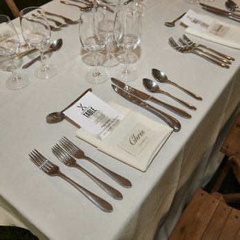 Hel’s Kitchen Catering - Table setting for our dinner at Elawa Farm - Caterers Near Me