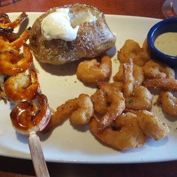 Red Lobster - Endless Shrimp Korean BBQ Shrimp skewer, Parmesan Crusted Shrimp and baked potato. - Seafood Near Me - Niles, Ohio Red Lobster - Endless Shrimp Korean BBQ Shrimp skewer, Parmesan Crusted Shrimp and baked potato. - Seafood Near Me - Niles, Ohio