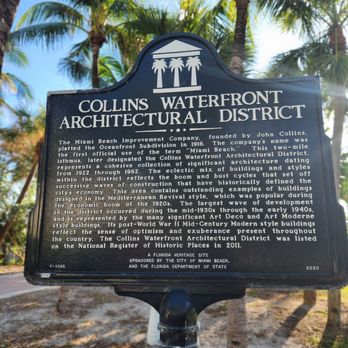 36th Street Park - A historic plaque fir Collins Waterfront by Faena Hotel - Parks Near Me - Miami Beach, Florida