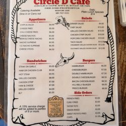 Circle D - The menu