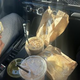 Emerald drink, lavender lemonade, ciabatta w cream cheese, everything bagel with cream cheese, iced caramel macchiato Emerald drink, lavender lemonade, ciabatta w cream cheese, everything bagel with cream cheese, iced caramel macchiato