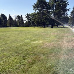 Distance from the pin, where I hit the owner on the mower who was idling it for 5 minutes just chit chatting with a coworker in our way.
