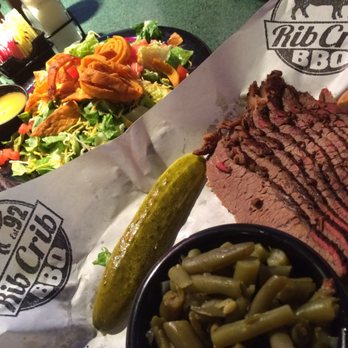 RibCrib BBQ - Brisket dinner, green beans, side salad - Barbeque Near Me - Tulsa, Oklahoma