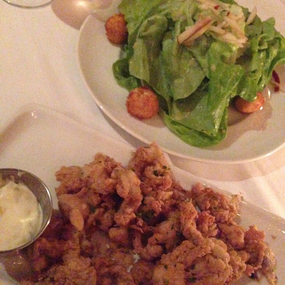 The Quarry Restaurant - The fried clams and the bib and apple salad. You'll see my comments in regards to the clams - Italian Near Me - Hingham, Massachusetts