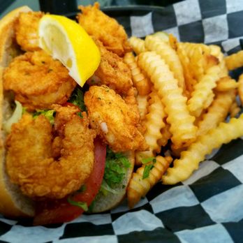 HogsHead Cafe - Fried shrimp po boy and fries - Barbeque Near Me - Richmond, Virginia HogsHead Cafe - Fried shrimp po boy and fries - Barbeque Near Me - Richmond, Virginia