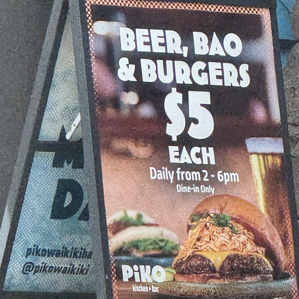 Piko Kitchen + Bar - Sidewalk sign - Cocktail Bars Near Me - Honolulu, Hawaii