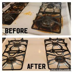 Irene Just Clean - Stove top before and after we cleaned