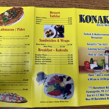 Konak - Menu as of 3.2026 - Turkish Near Me - Farmingville, New York Konak - Menu as of 3.2026 - Turkish Near Me - Farmingville, New York