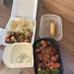 Orange chicken, sesame chicken and fried rice. Large side of white rice Orange chicken, sesame chicken and fried rice. Large side of white rice