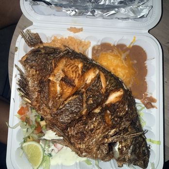 Gualberto's Taco Shop - Fried Perch with rice, beans, pico de gallo, corn tortilla and tartar sauce - Mexican Near Me - San Diego, California