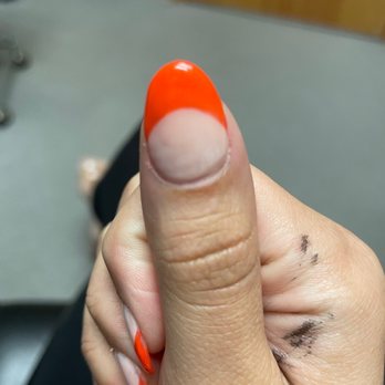 Polish'd Nail Bar - Half orange and half pink, not cute delicate french nails - Nail Salons Near Me - Tampa, Florida Polish'd Nail Bar - Half orange and half pink, not cute delicate french nails - Nail Salons Near Me - Tampa, Florida