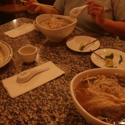 Star King Viet Thai Cuisine - Main dishs we ordered! 2 Phos and Rice ball dish.