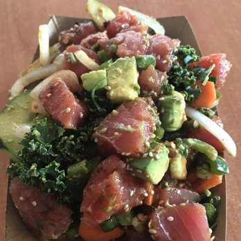 Poke-Poke - Lil No Rice Hawaiian Style Aloha with avocado, kale, fresh jalapeños, cucumber, carrots & sriracha add ins. - Hawaiian Near Me - Austin, Texas Poke-Poke - Lil No Rice Hawaiian Style Aloha with avocado, kale, fresh jalapeños, cucumber, carrots & sriracha add ins. - Hawaiian Near Me - Austin, Texas
