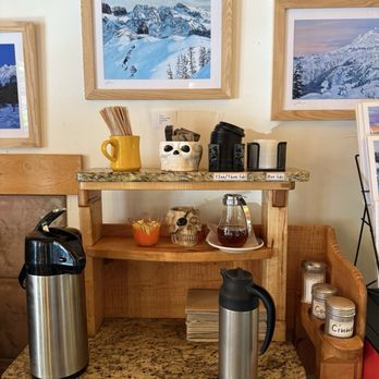 Wake 'n Bakery - Condiment bar. Not sure of the skulls? - Coffee & Tea Near Me - Glacier, Washington Wake 'n Bakery - Condiment bar. Not sure of the skulls? - Coffee & Tea Near Me - Glacier, Washington