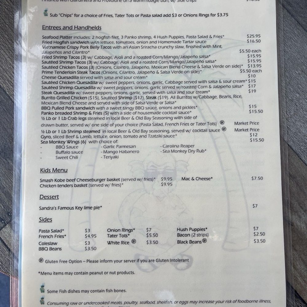 Sea Monkey Tavern & Grill - Menu - Seafood Near Me - Naples, Florida Sea Monkey Tavern & Grill - Menu - Seafood Near Me - Naples, Florida