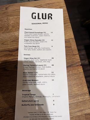 Menu photo 7 Glur New York, NY