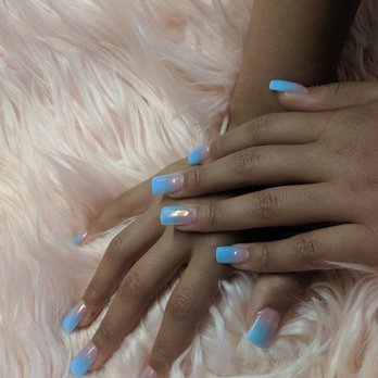 Vivian’s Spa & Nails - Ombre Blue and pink Square Tip Acrylic. - Nail Salons Near Me - Temecula, California