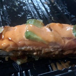 Sushi pizza - just one piece of the tray. So good