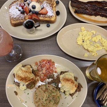 Snooze, an A.M. Eatery - Maple & Black Pepper Glazed Bacon Barbacoa Chile Verde Benny* OMG French Toast - Breakfast & Brunch Near Me - Phoenix, Arizona Snooze, an A.M. Eatery - Maple & Black Pepper Glazed Bacon Barbacoa Chile Verde Benny* OMG French Toast - Breakfast & Brunch Near Me - Phoenix, Arizona