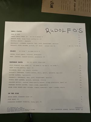 Menu photo 2 Rudolfo's Pacific Grove, CA
