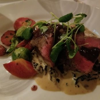 Fem Små Hus - Anna Lindberg veal with morel sauce and fried Brussels sprouts - Scandinavian Near Me - Stockholm, Alberta Fem Små Hus - Anna Lindberg veal with morel sauce and fried Brussels sprouts - Scandinavian Near Me - Stockholm, Alberta