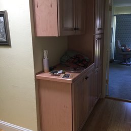 Linen cabinet and wood flooring