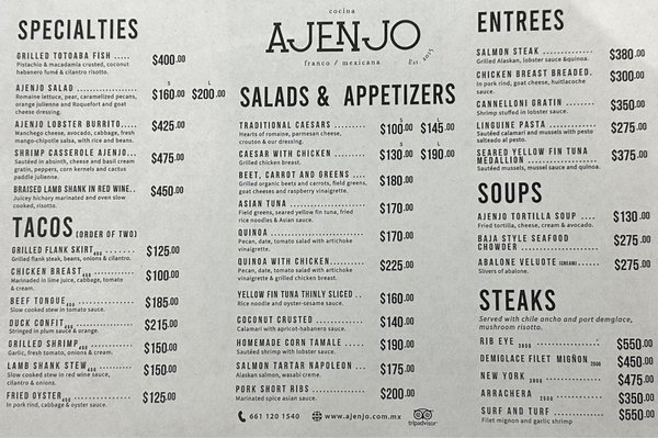 Menu photo 1 Ajenjo Rosarito, BCN Menu photo 1 Ajenjo Rosarito, BCN