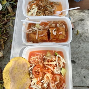 Taco, torta ahogada and pork knuckles.