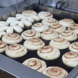 Jack N Jill Donuts Wall St - Fresh and hot cinnamon rolls.