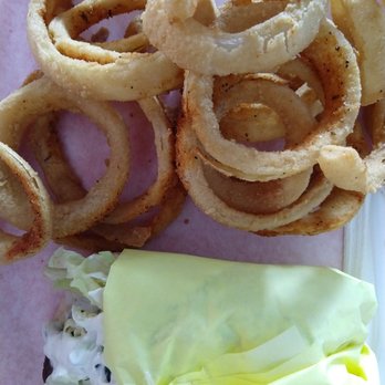 Rick's Burgers - Gyro sandwich with onion rings. - Burgers Near Me - Rosemead, California Rick's Burgers - Gyro sandwich with onion rings. - Burgers Near Me - Rosemead, California