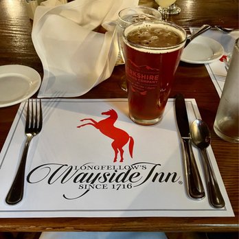 Longfellow's Wayside Inn - a glass of beer on a placemat - American Near Me - Sudbury, Massachusetts