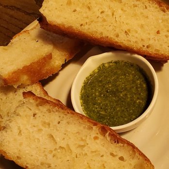 Angelas Eatery - Focaccia with pesto...Focaccia was soft and fluffy in the middle with a crunchy crust and the pesto was so fresh and delicious - Mediterranean Near Me - Alameda, California Angelas Eatery - Focaccia with pesto...Focaccia was soft and fluffy in the middle with a crunchy crust and the pesto was so fresh and delicious - Mediterranean Near Me - Alameda, California
