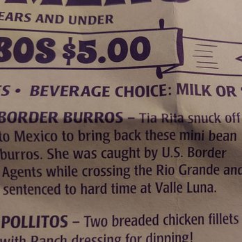 Valle Luna - Children's menu with a political message - Mexican Near Me - Phoenix, Arizona Valle Luna - Children's menu with a political message - Mexican Near Me - Phoenix, Arizona