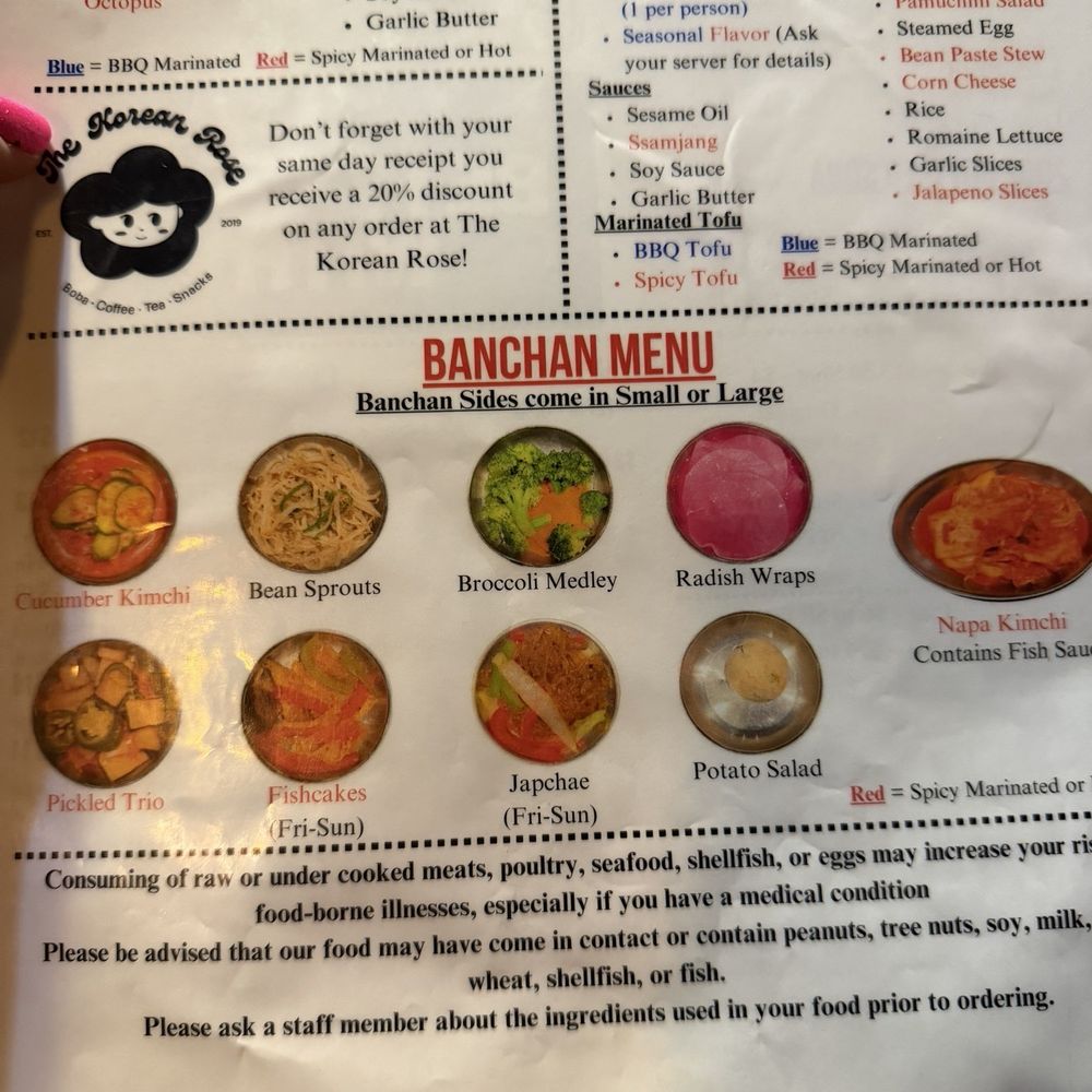 The Korean Rose - Banchan menu - Coffee & Tea Near Me - Tucson, Arizona The Korean Rose - Banchan menu - Coffee & Tea Near Me - Tucson, Arizona
