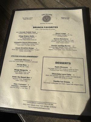Menu photo 1 The Village Palm Springs, CA Menu photo 1 The Village Palm Springs, CA