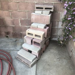 BEFORE: Stacked concrete blocks ... scary! BEFORE: Stacked concrete blocks ... scary!