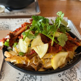 Lone Wolf Banh Mi - Kimchi Fries w/ extra kimchi and cucumbers (pickles) - Vietnamese Near Me - Tulsa, Oklahoma