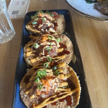Tikis Grill & Bar - Ahi Poke Wonton Sliders* - Seafood Near Me - Honolulu, Hawaii Tikis Grill & Bar - Ahi Poke Wonton Sliders* - Seafood Near Me - Honolulu, Hawaii