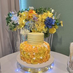 Top layer butter cake and bottom layer- Lemon Cake with Buttercream Icing